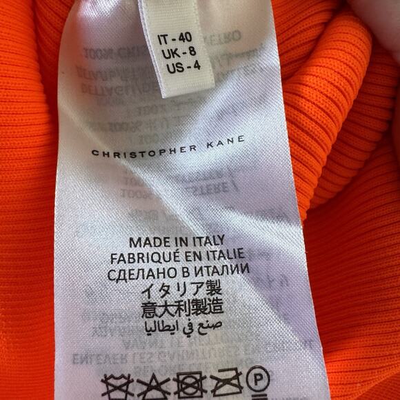 Christopher Kane SS20 Neon Orange Crystal Neck Knit Mini Dress NWT Size 40 - Picture 12 of 13